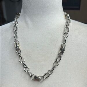 Elegant Silver tone and Gold tones Chain Necklace 11”